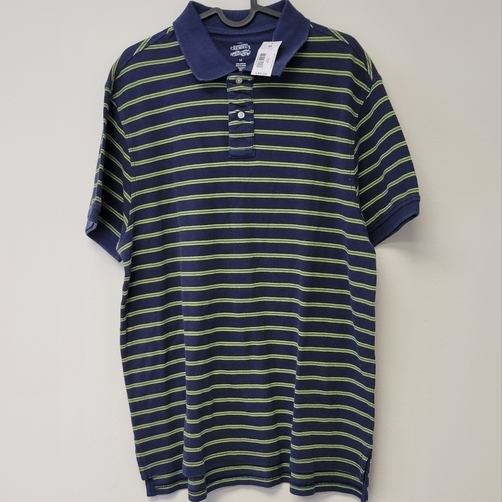 Cremieux Polo Shirt Navy Stripe M